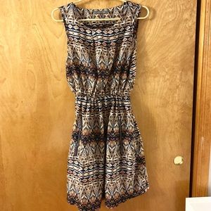 Khaki/Navy/Orange Tribal Dress